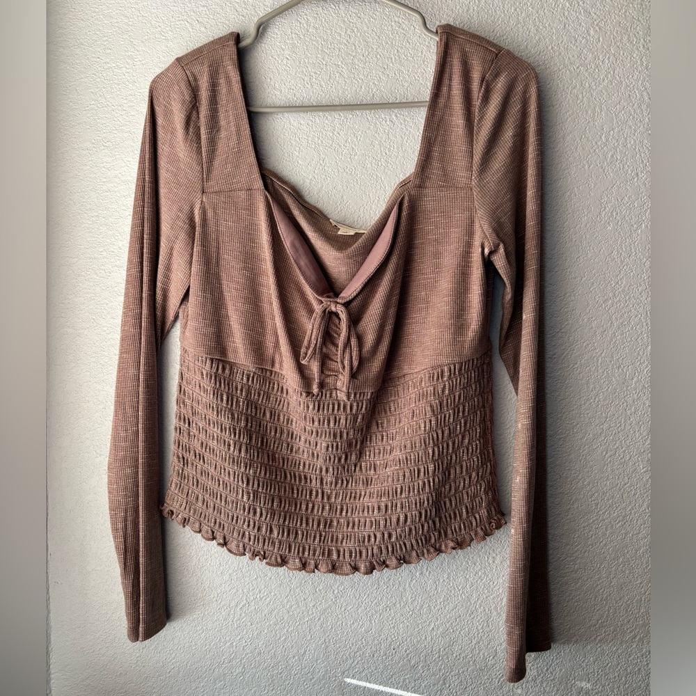 The General Good Taisha Cropped Smocked Knit Top NWOT Size L